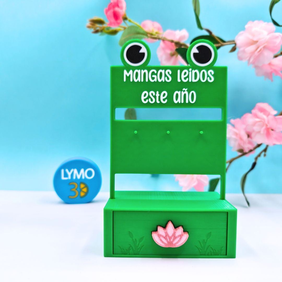 Contador rana de libros y mangas