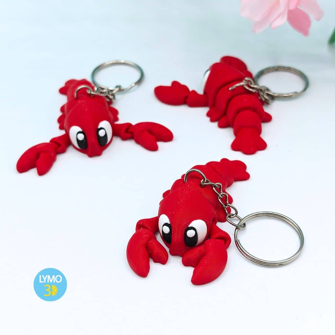 Articulated lobster keychain