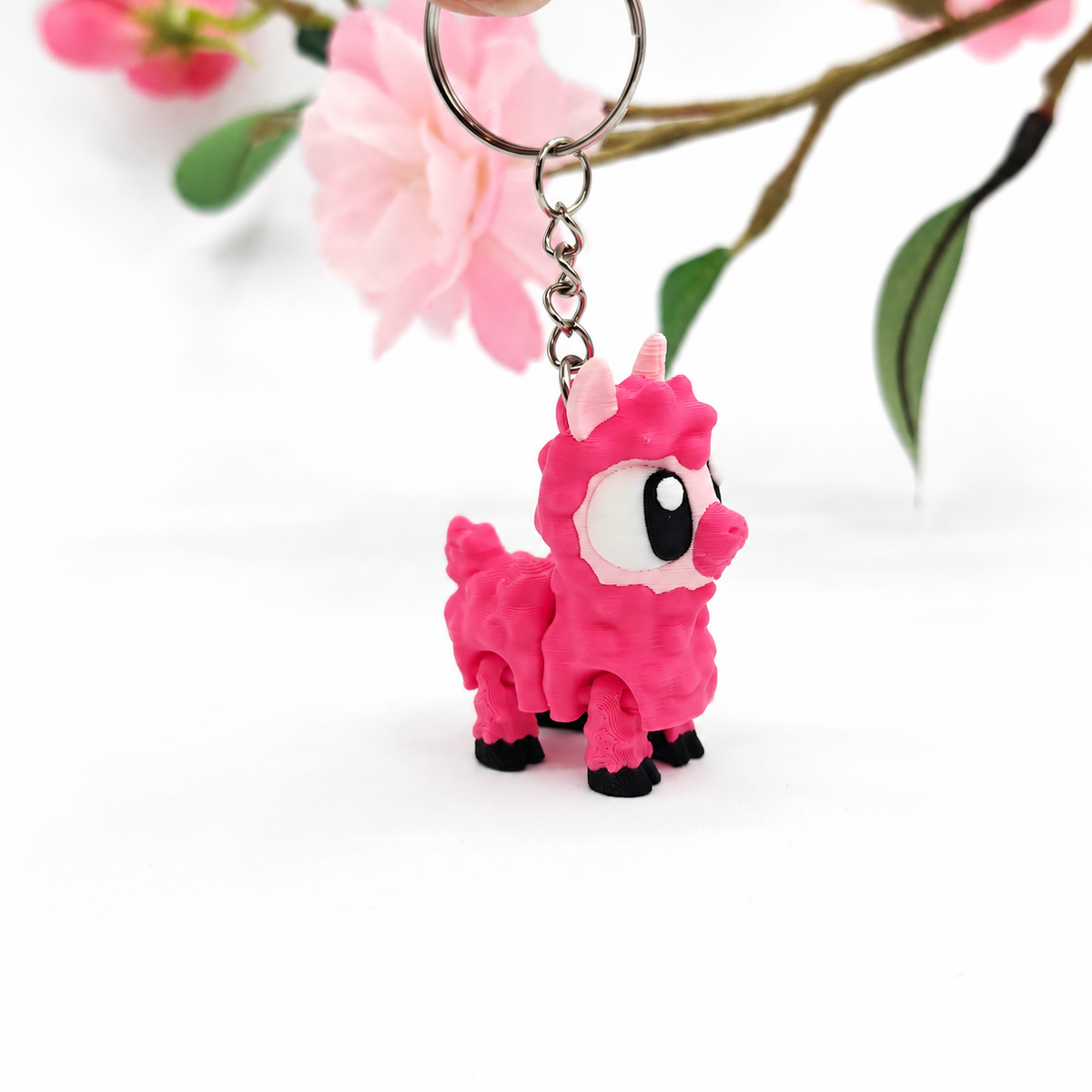 Llavero alpaca rosa articulada