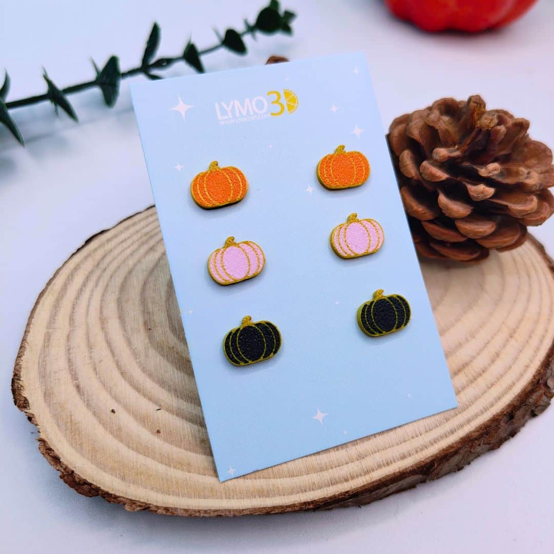 pack of mini pumpkin earrings