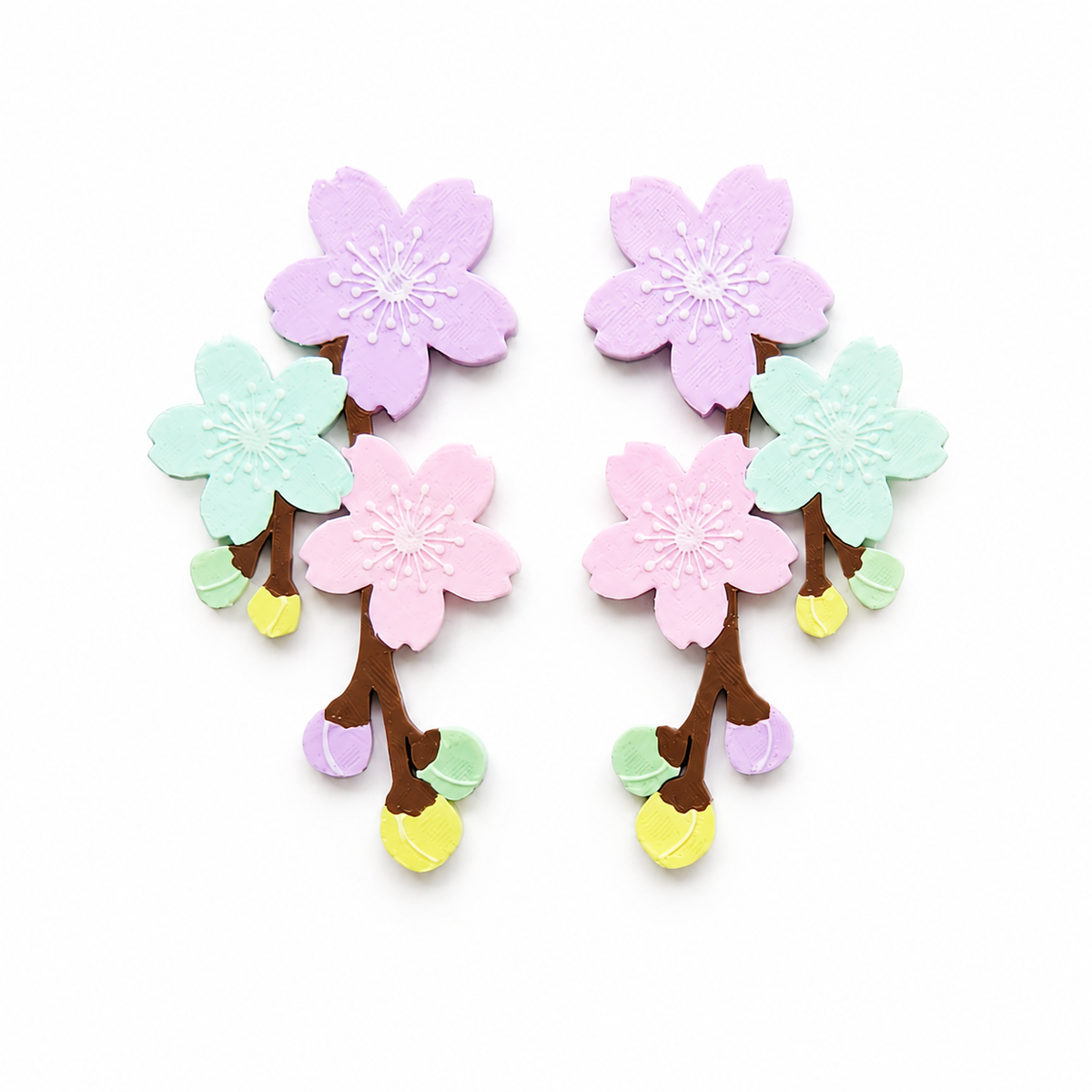 Pendientes pastel rama de cerezo