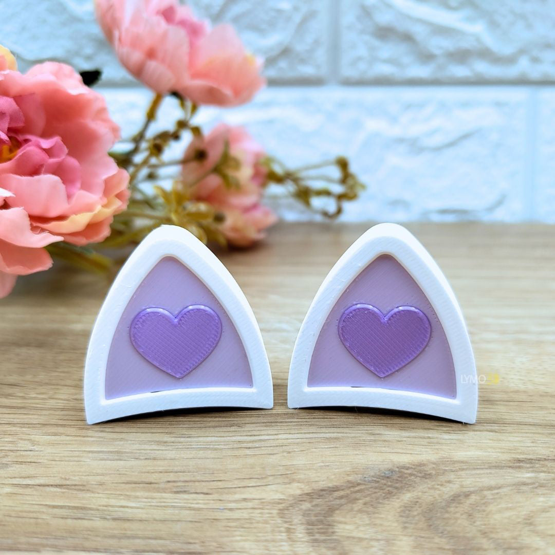 Orejas de gato love blanco y morado para auriculares