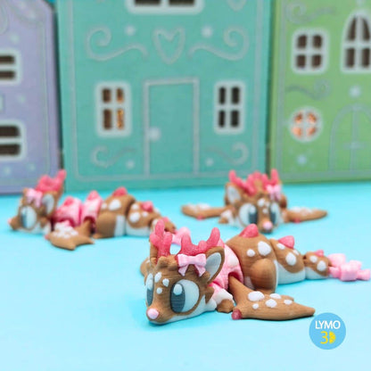 Edición limitada Rosa Dragón Reno de navidad articulado