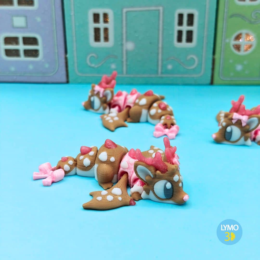 Edición limitada Rosa: Dragón Reno de navidad articulado