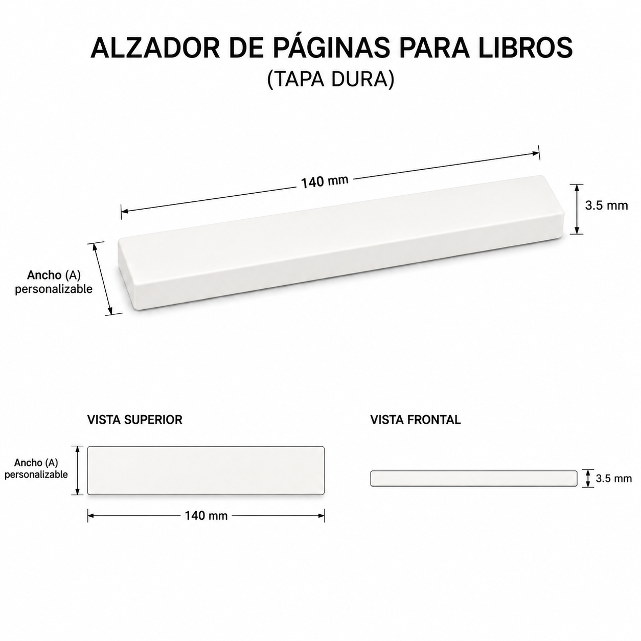 Alzadores de páginas para libros de tapa dura | Personalizados | Precio por unidad