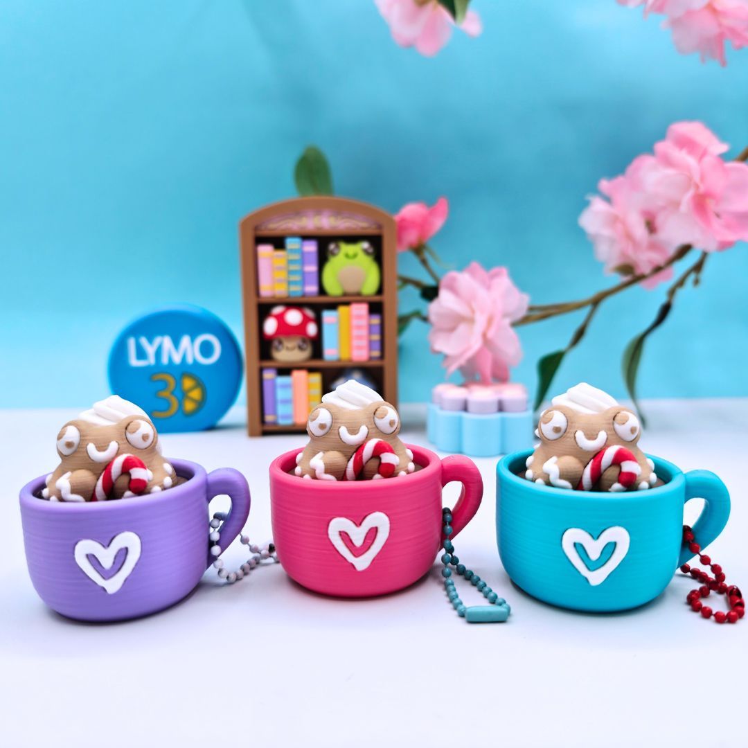 Ginger frog clicker keychain in mug