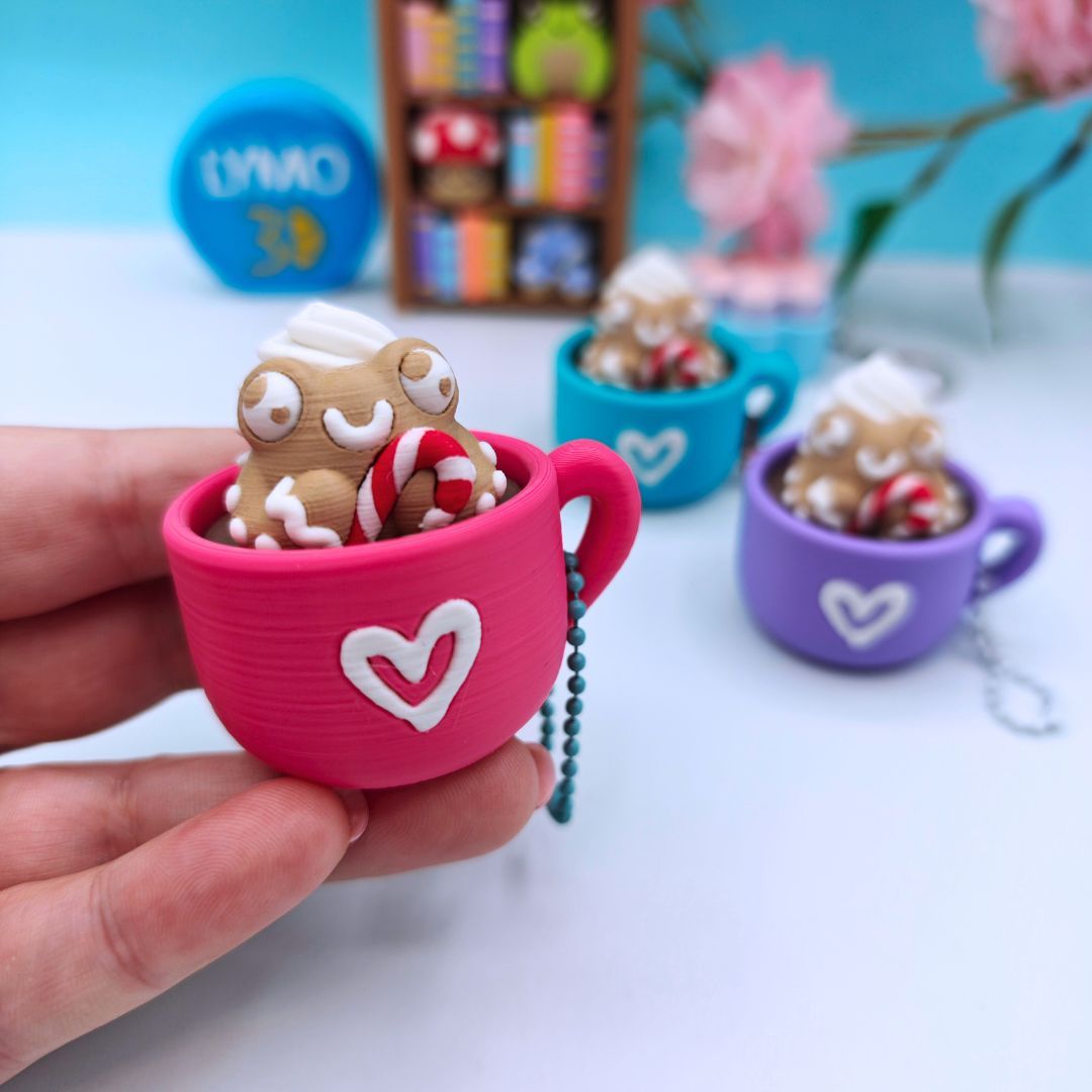 Ginger frog clicker keychain in mug