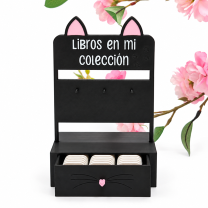 Contador de gato de libros y mangas