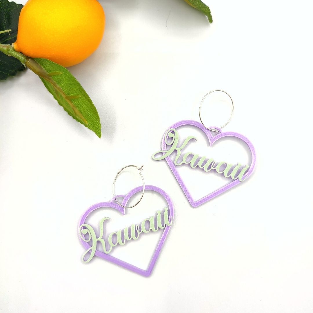 pendientes corazon con texto personalizado lymo3d love