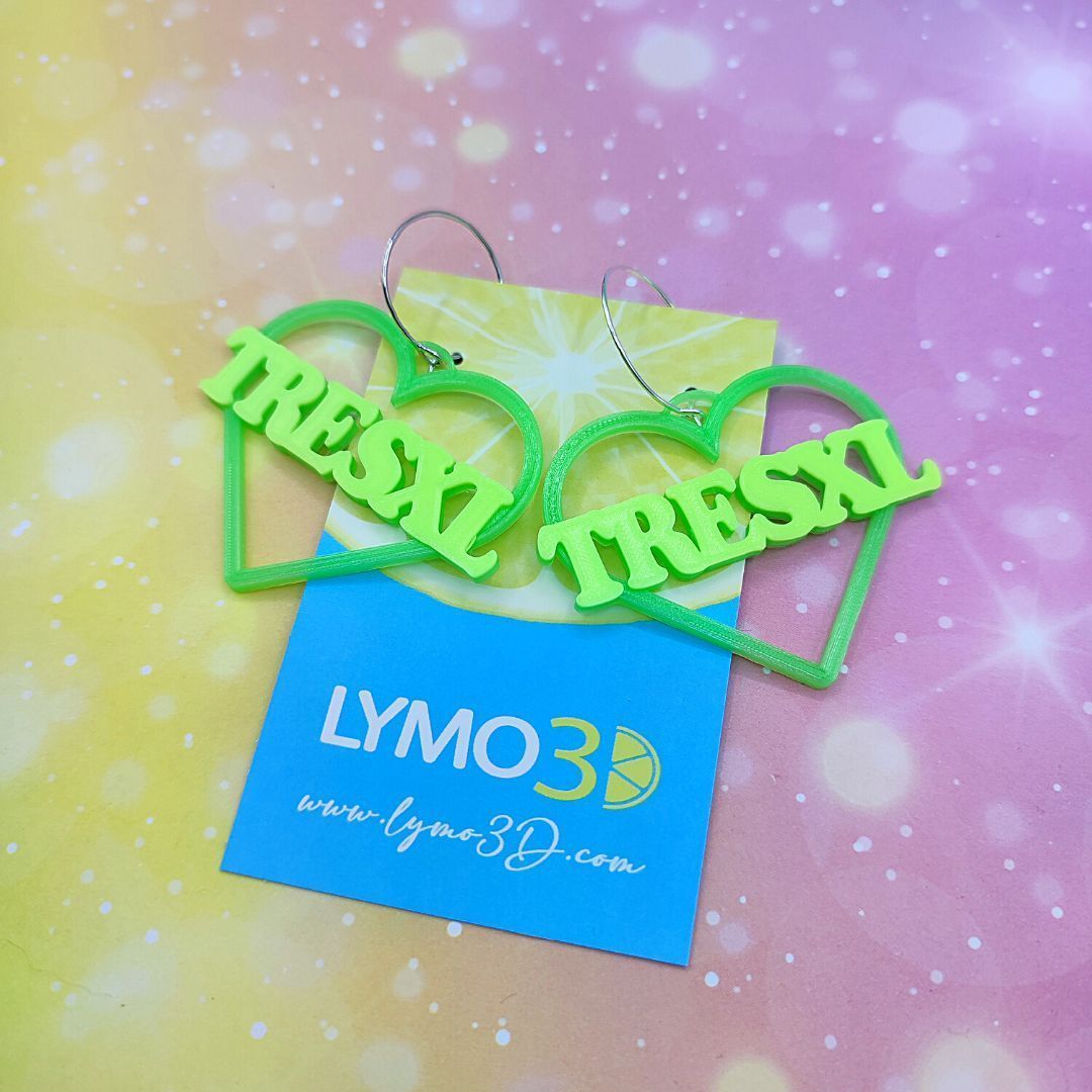 PENDIENTES PERSONALIZADS CON TEXTO Y COLORES LYMO3D