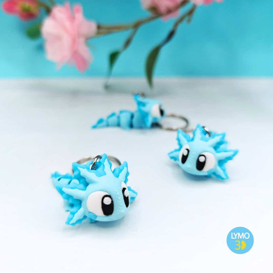 Llavero ajolote azul articulado