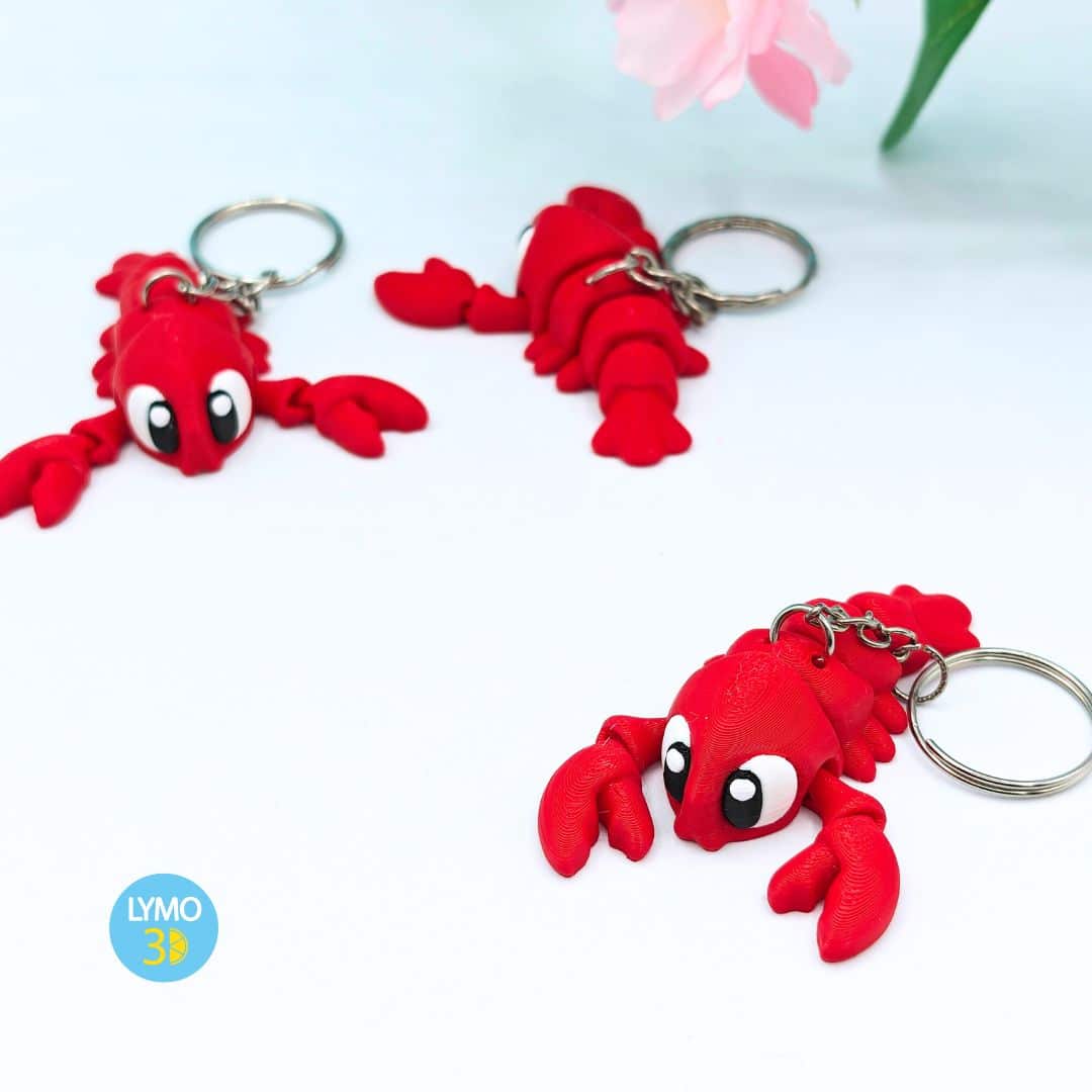 Articulated lobster keychain