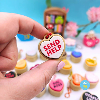 Llavero clicker corazón con texto