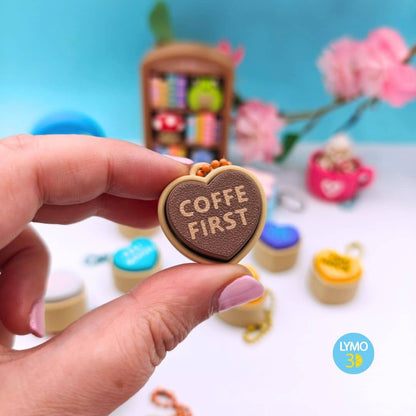 Llavero clicker corazón con texto