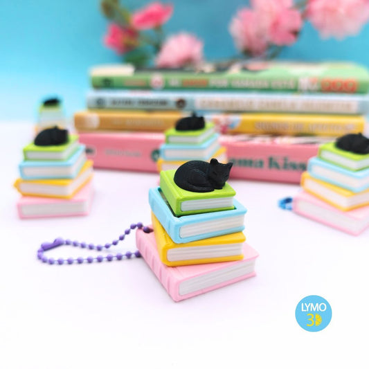 Llavero clicker de libros con gatito (6)