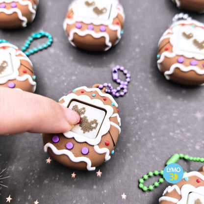 Retro fluorescent Christmas clicker keychain