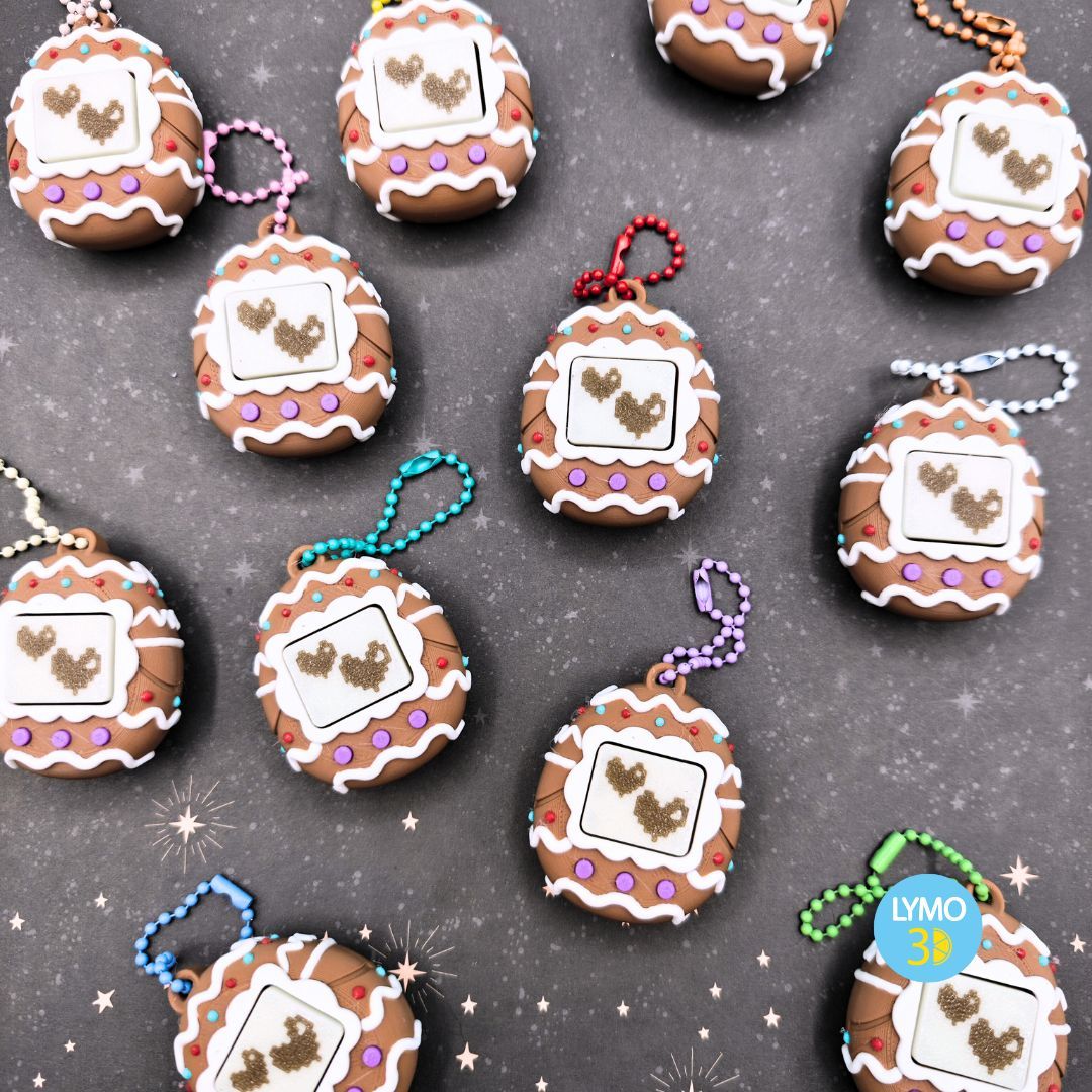 Retro fluorescent Christmas clicker keychain