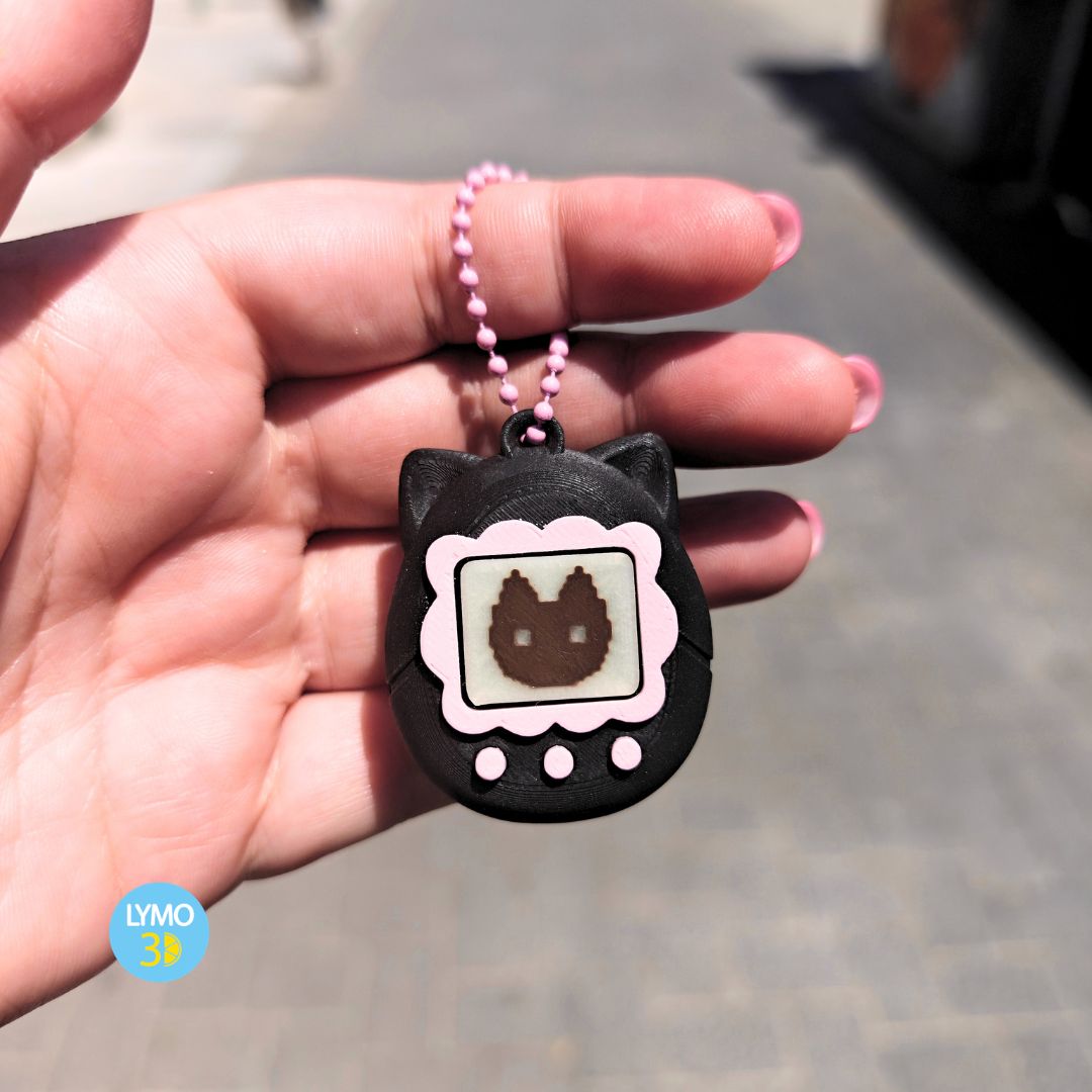 Heart-shaped clicker keychain with candy sprinkles