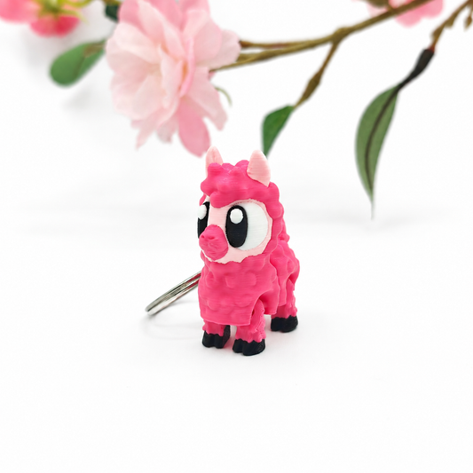 Llavero alpaca rosa articulada