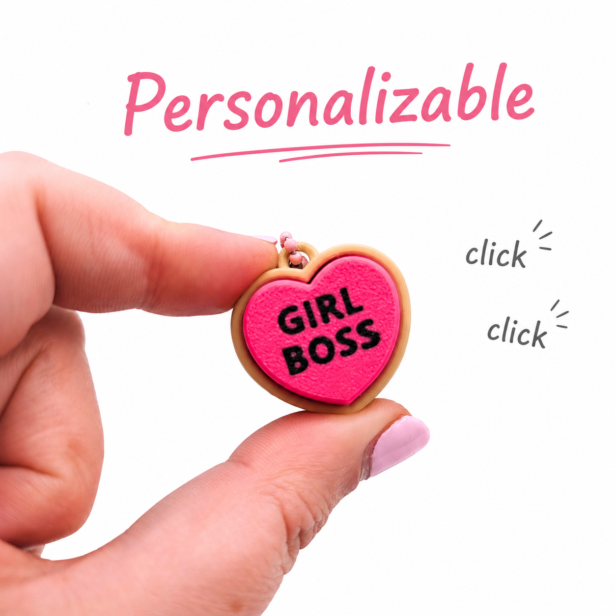 Llavero clicker corazón personalizable
