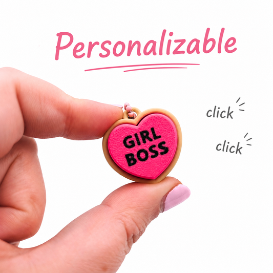 customizable heart clicker keychain
