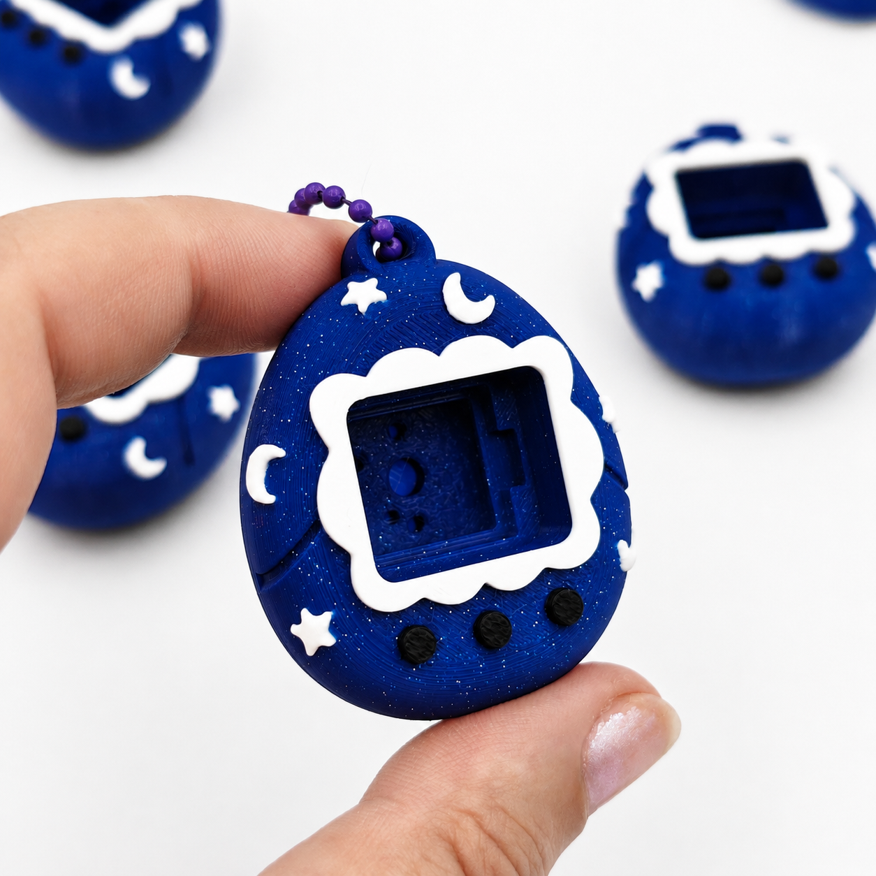 Heart-shaped clicker keychain with candy sprinkles