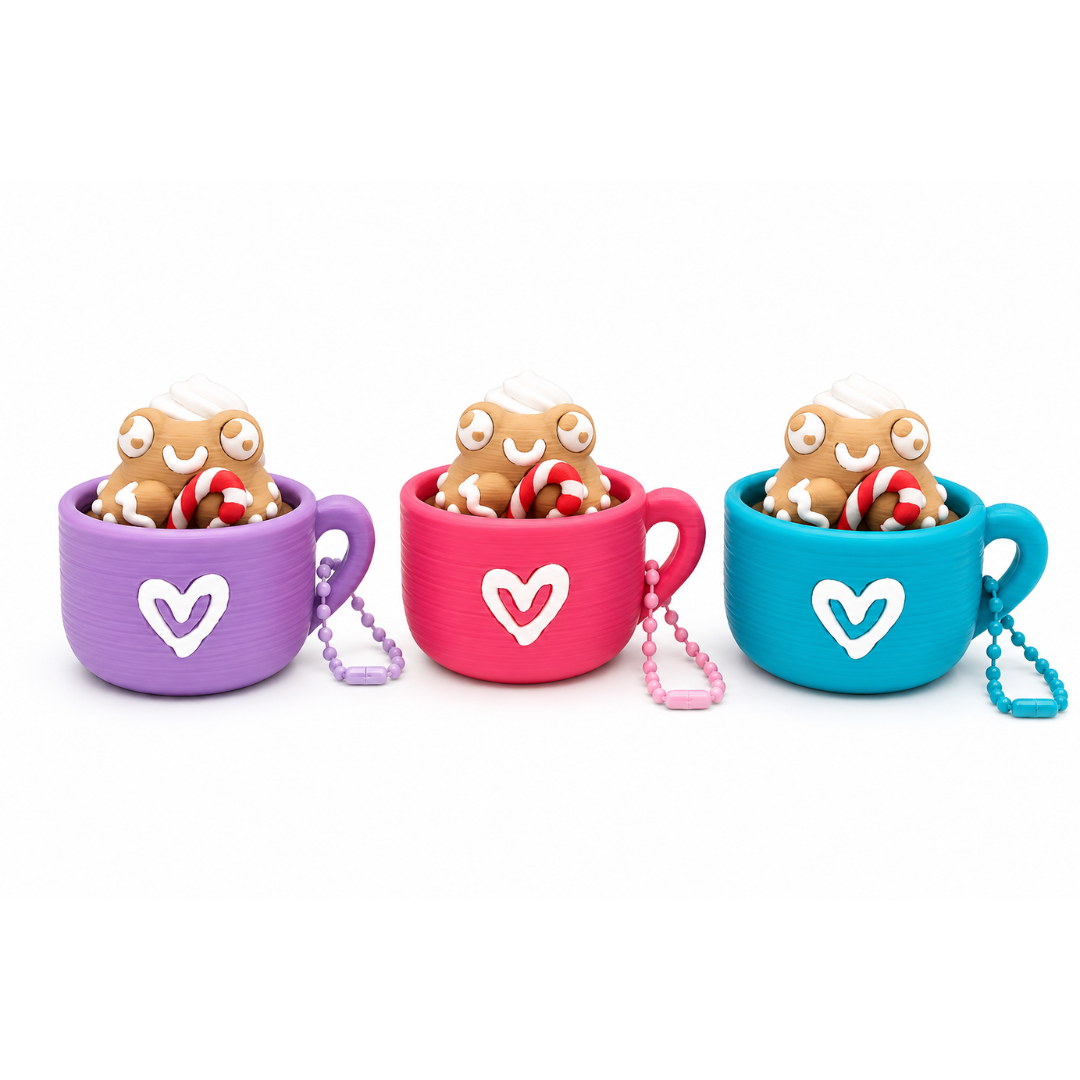 Llavero clicker rana de jengibre en taza