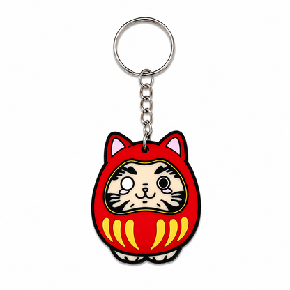 Kawaii-Katzen-Daruma-Schlüsselanhänger