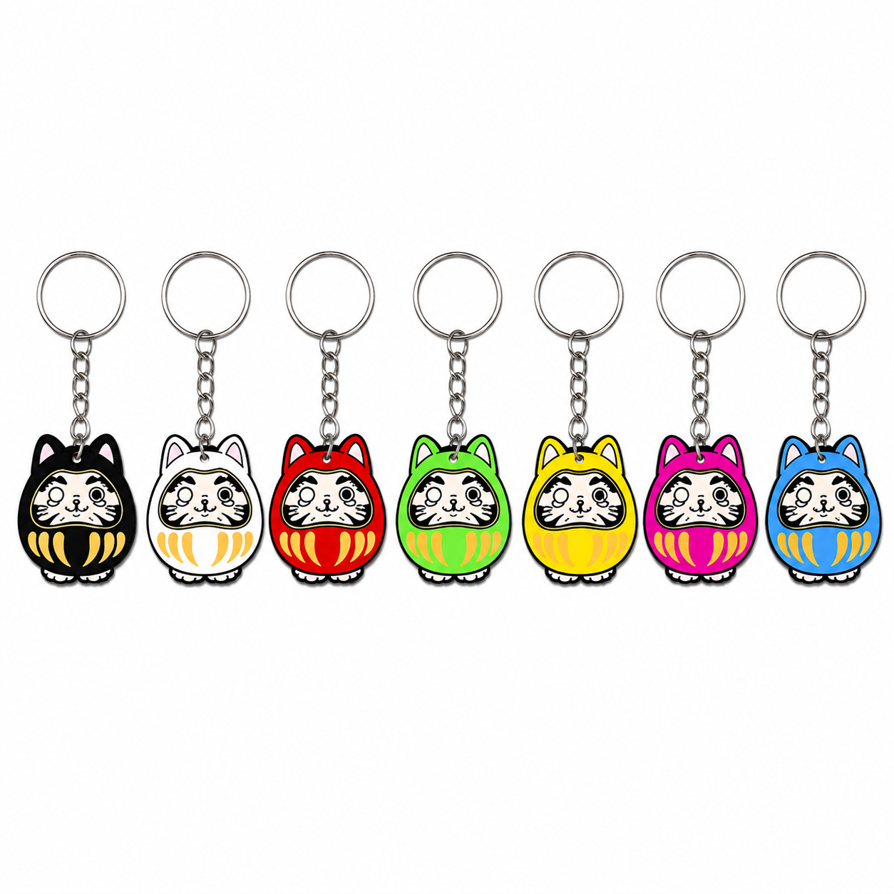 Kawaii-Katzen-Daruma-Schlüsselanhänger