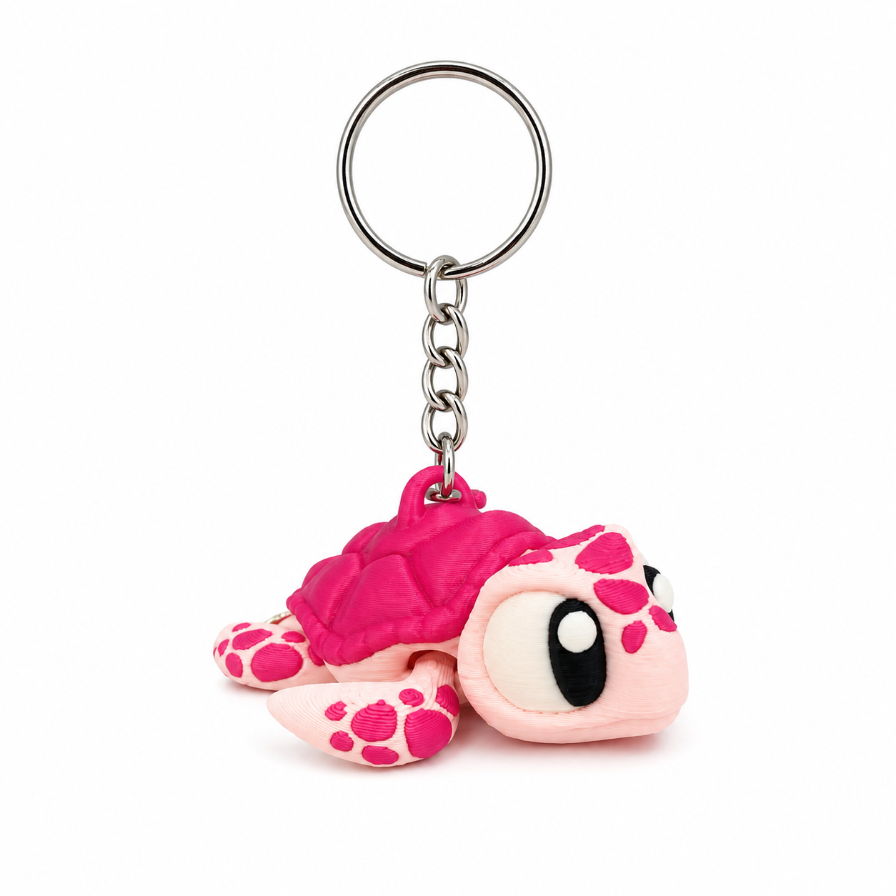 Articulated pink turtle keychain