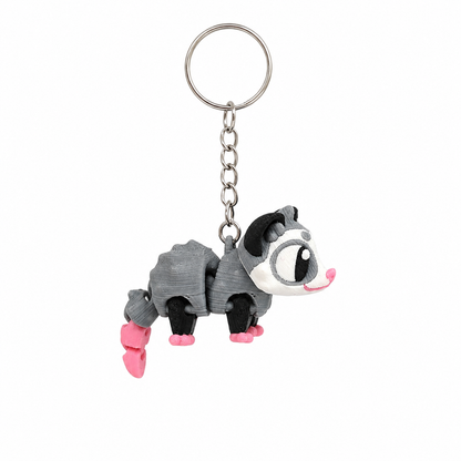 Articulated opossum keychain