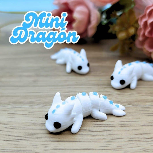Mini Dragón Blanco Articulado – Brilla en la oscuridad
