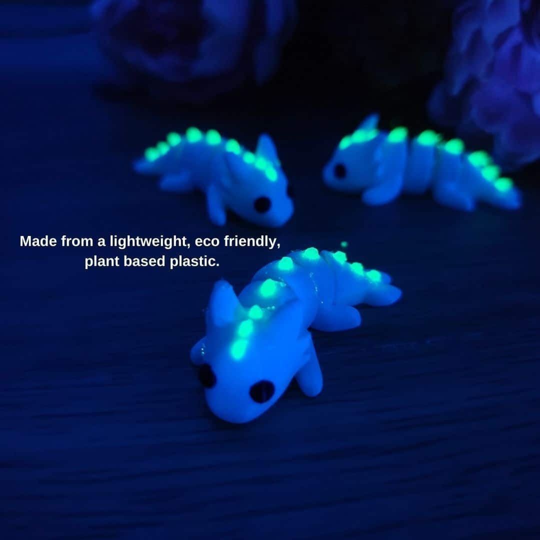 Mini Dragón Blanco Articulado – Brilla en la oscuridad