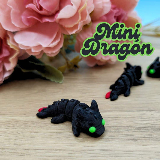 Mini Dragon negro articulado - 1