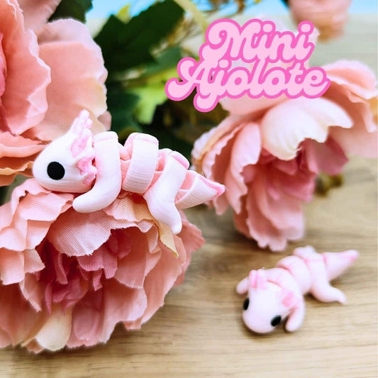 Mini ajolote rosa articulado