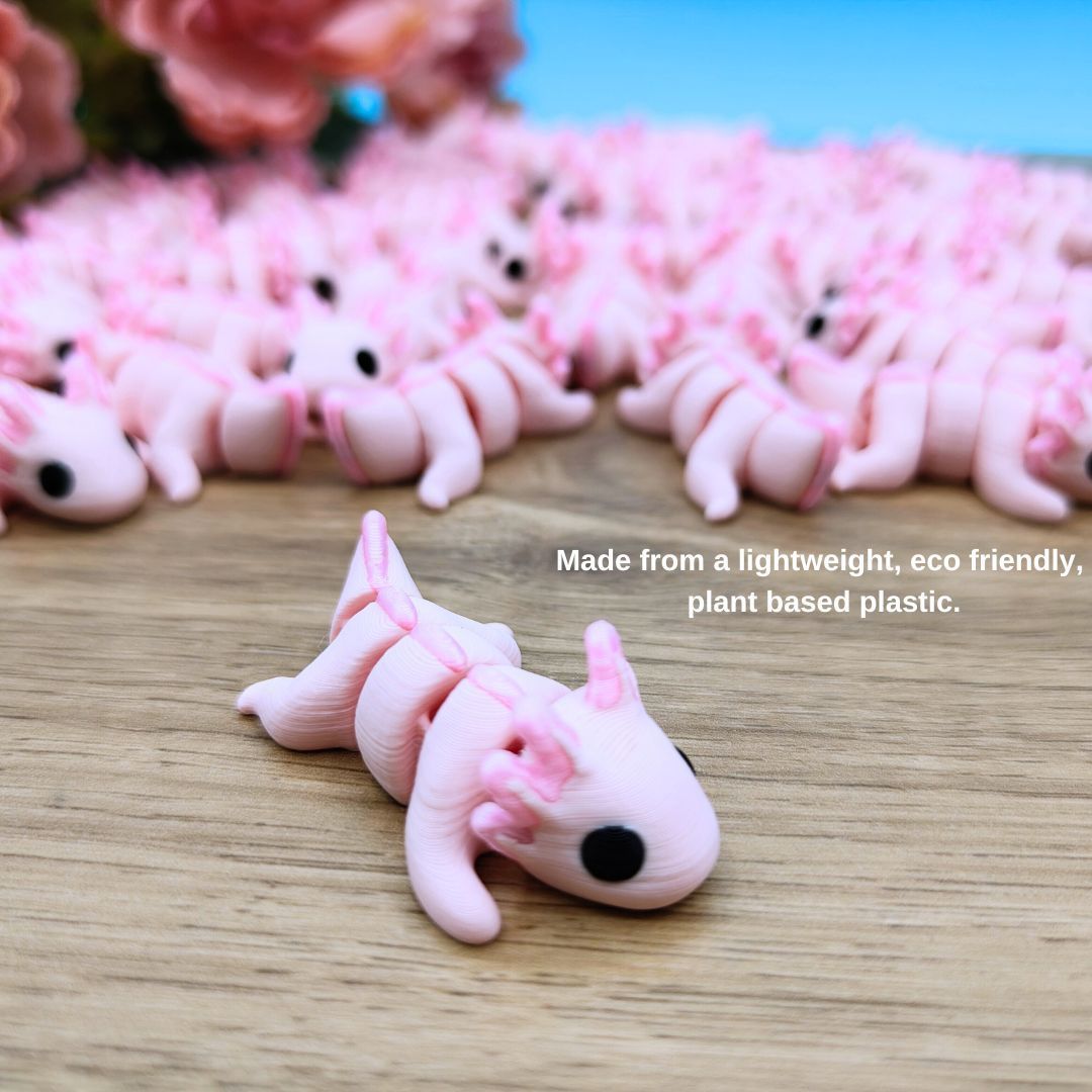 Mini ajolote rosa articulado