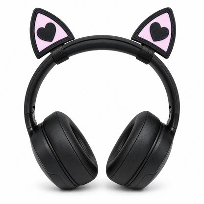 Orejas de gato love negro para auriculares