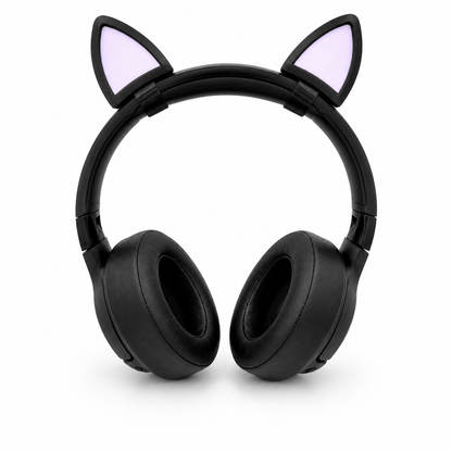 Orejas de gato negro para auriculares