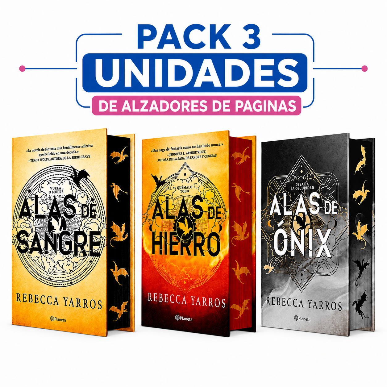 Pack de alzadores de páginas para Serie Empíreo (Alas de sangre + Alas de hierro + Alas de ónix)