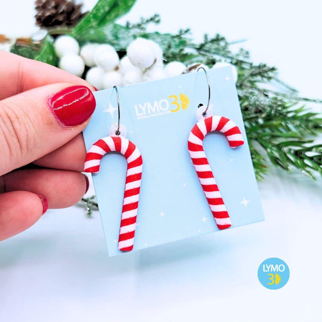 Pendientes bastón de caramelo