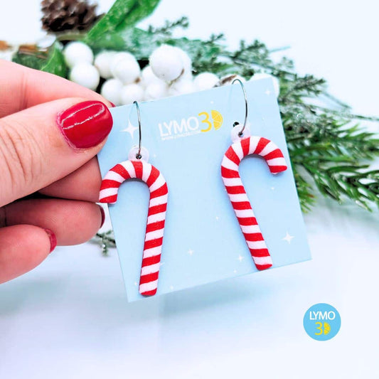 Pendientes bastón de caramelo