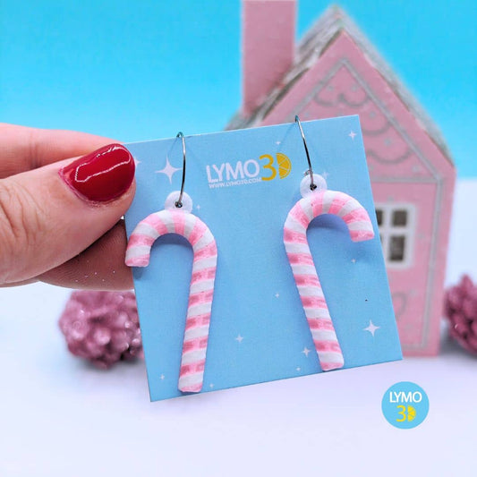 Pendientes bastón de caramelo pink edition