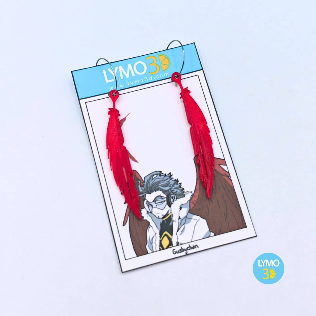 Pendientes héroe pluma roja