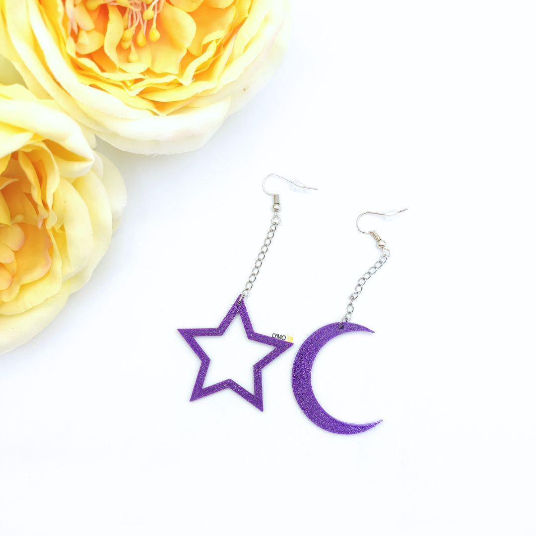 Moon and Star Earrings