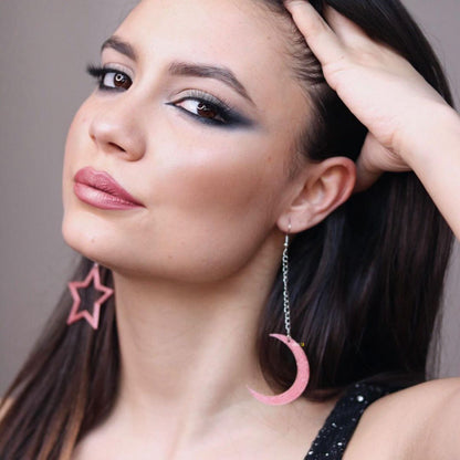 Pendientes largos luna y estrella x lymo3d (5)