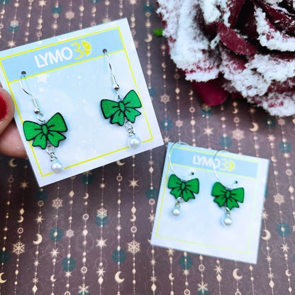 Pendientes green coquette pearl