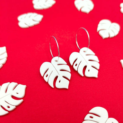 Pendientes Hoja Monstera Blanca 1