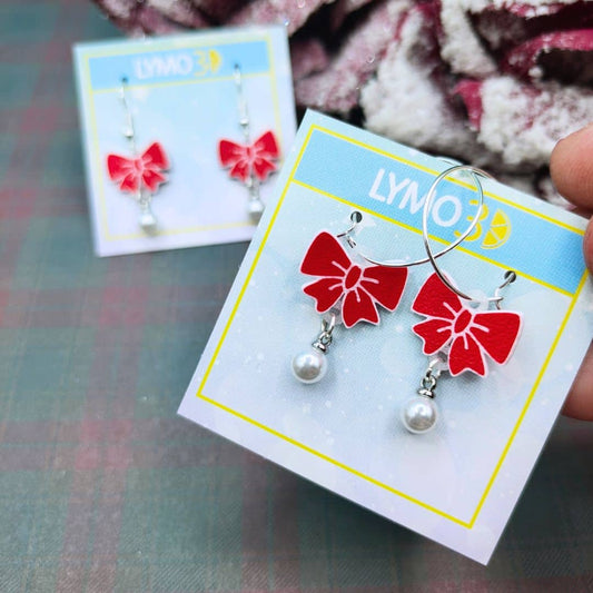 Pendientes red coquette pearl