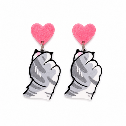 I Love You Earrings Meow Meow