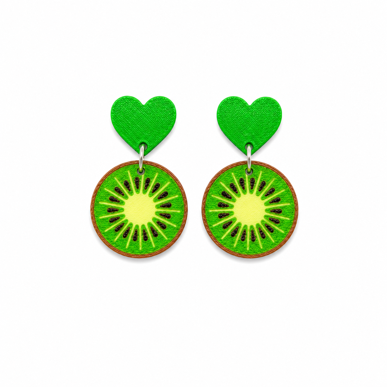 Kiwi Heart Earrings